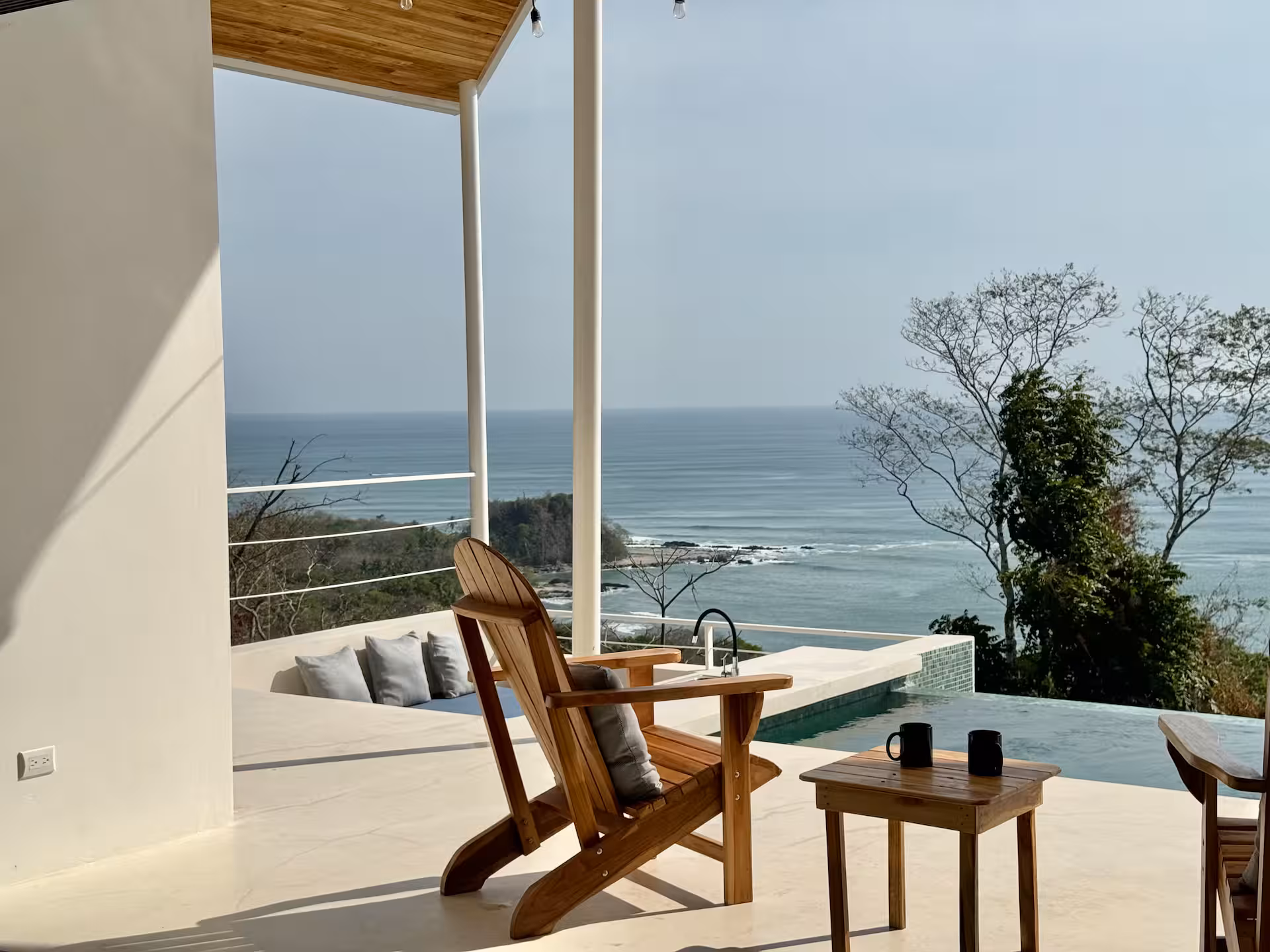 Casa Opale — terrace at sunset over the Pacific.